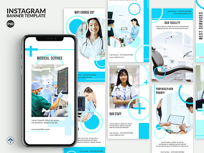 Healline - Medical Instagram Stories Template banner ad consultant consulting covid19 diagnose doctor health health app healthcare hospital instagram instagram stories nurse service surgery template web banner