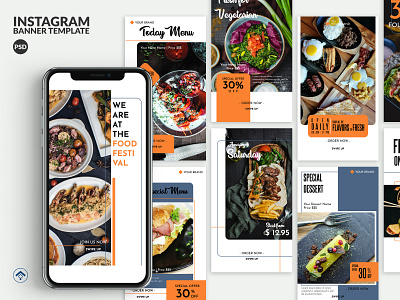 Delicious V2 - Food Instagram Stories Template banner ad blog blogging cafe creative food hotel instagram instagram stories lunch menu promotion restaurant template web banner