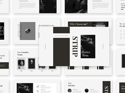 Strip - Barbershop Presentation Template barbershop branding business creative design keynote minimalist modern powerpoint design presentation service slides template