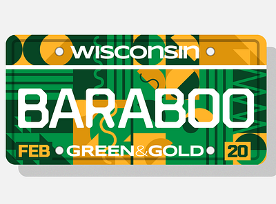 Wisconsin License Plate baraboo design flat illustration license plate vector wisconsin