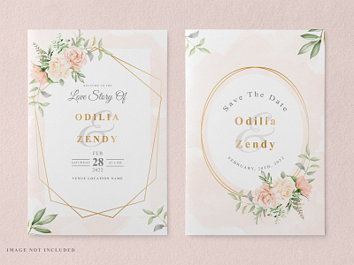 Story Wedding Invitation Set of Watercolor Floral Frame
