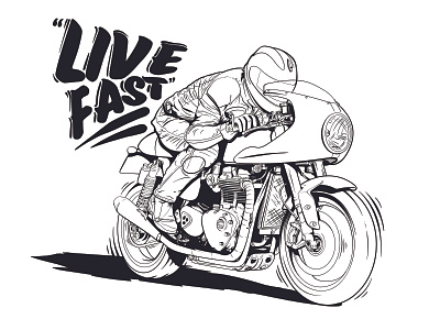 "Live Fast" - Cafe Racer Poster bike design illustration minimal motorcycle poster retro triumph typography vector