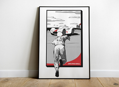 Le Mans inspired Poster Print 60s design illustration minimal poster retro vector wallart
