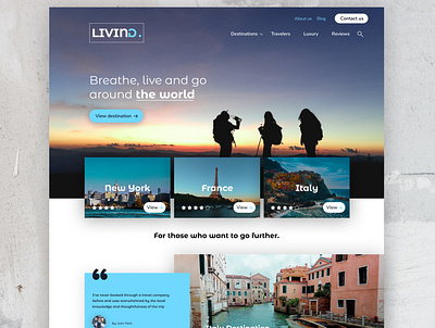 LIVING | Landing page 🌄 design interface landing landing page layout modern design toursim design travelling ui web design web designer website