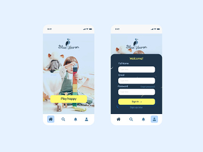 Blue Heron | Design Interface App 💙 app blue design interface design website figma flat design home login design logo minimal mobile onboarding onboarding ui product design responsive ui welcome page