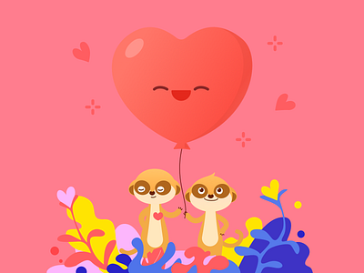 Happy Valentine's Day animal design graphic illustration meerkat ui valentine valentine day