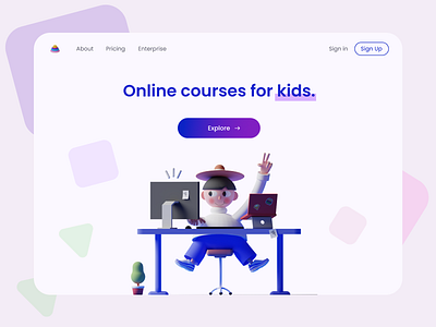 Online courses for kids branding design figma illustration minimal ui ux web web design website website design
