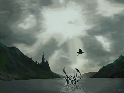 Harry Potter Black Lake Fan Art Illustration concept concept art design digital art digital illustration digital painting drawing environment fan art fanart fantasy graphic design harry potter illustration landscape painting photoshop