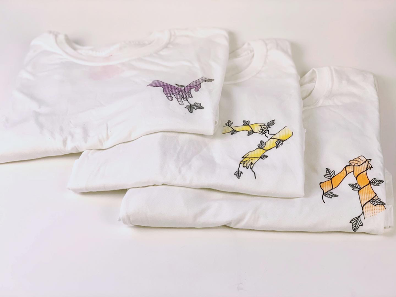 “The Nature of Physical Touch” T-shirt designs drawing love clothing shirt design handmade hands color illustration t-shirt design serigraph screenprinting