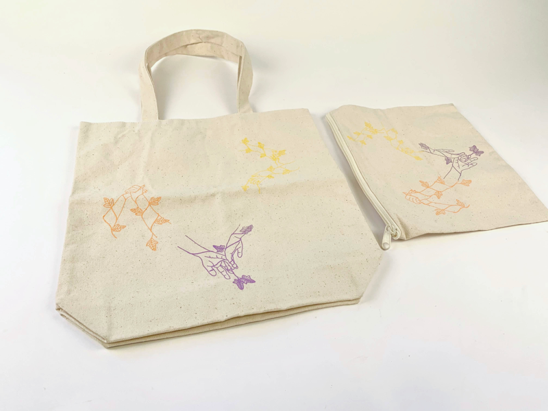 “The Nature of Physical Touch” Bag Design fashion textile textile printing clothing print bag design tote bag touch love illustration serigraph screenprinting screenprint