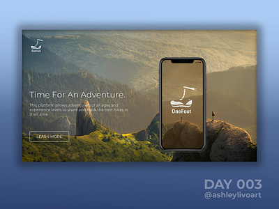 "OneFoot" App - Landing Page app branding dailyui dailyui003 dailyuichallenge drawing graphic design hiking landing page logo logodesign mobile nature outdoors photoshop typography ui uichallenge ux