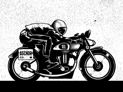 Ascender Cafe Racer adventure ascender bw cafe design explore halftone illustration motorbike racer texture