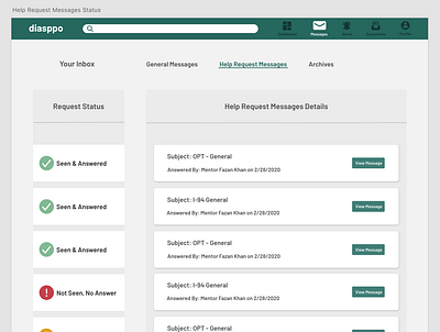 Diasppo Help Request Message Status design graphic design typography ui ux