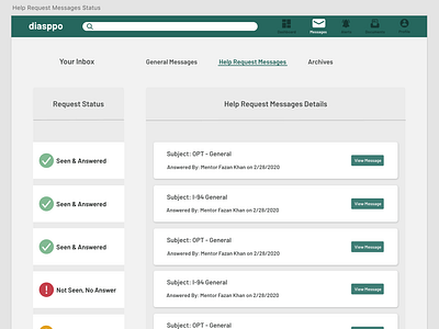 Diasppo Help Request Message Status
