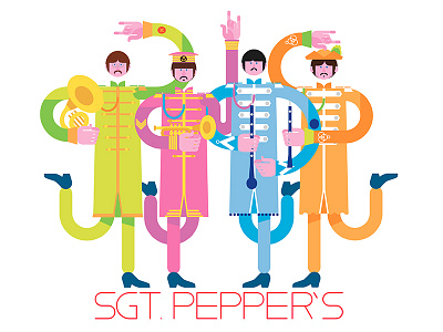 Sgt. Pepper's Reloaded beatles character design illustration lennon mccartney vectorial