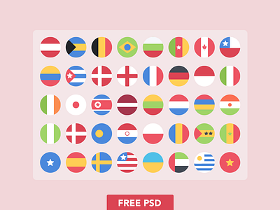 Flat Rounded Flags (PSD) countries download flags free icon psd
