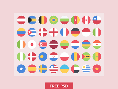 Flat Rounded Flags (PSD)