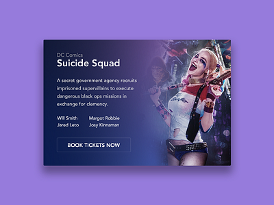 Movie Booking Card booking card dailyui movies suicidesquad trailer