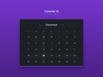 Calendar UI #DailyUI [3] app calender dailyui ui ux