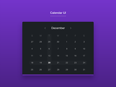 Calendar UI #DailyUI [3]