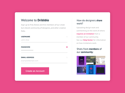Dribbble Sign Up Page #DailyUI [6] adobexd dailyui dribbble signup web