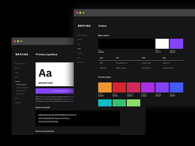 Braiins VisualBook in dark mode preview brand brand identity designsystem designsystems styleguide
