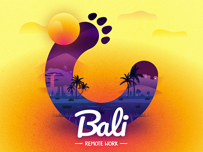 Remote on Bali bali branding design grunge icon illustration indonesia kyiv logo sunset typography ukraine vector