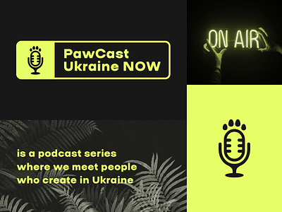 PawCast. Ukraine NOW branding design icon identity illustration kyiv logo macpaw microphone podcast record ukraine