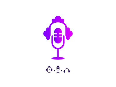 Joker Podcast Logo buffoon clown earphone harlequin headphone headset joker logo microphone podcast podcast logo purple gradient purple logo