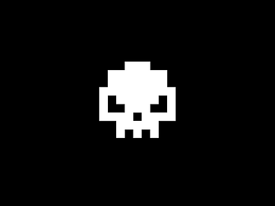 Skull 8 bit design graphic logo mark minimalism pixel skull