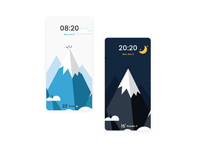 Day Weather Lockscreen app design flat minimal mobile ui