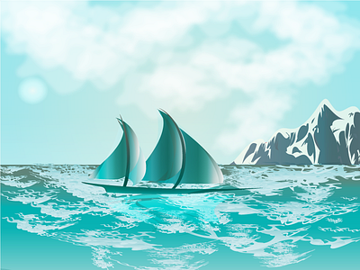 Rough Sea design illustration landscape numerique sea vector