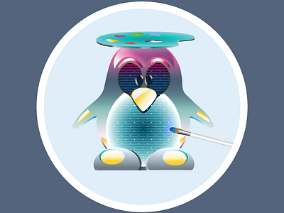 Pingu Painter design illustration illustrator 2015 linux avatar numerique penguin