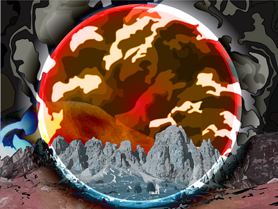 Mountain in fire abstract design fire hot illustration illustrator 2015 mountain numerique smoke