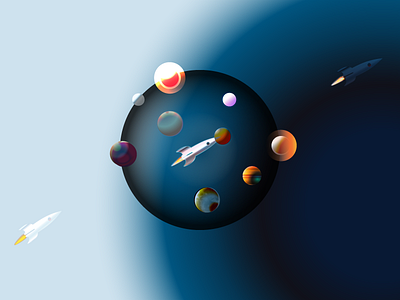 Space V.s 2 all vector design illustration illustrator 2015 moon numerique planets