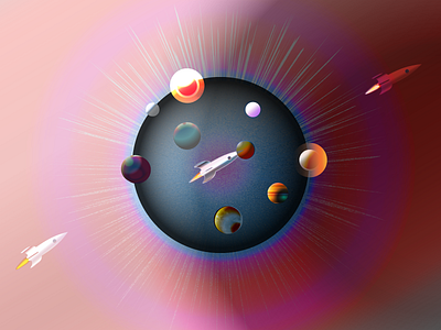 Space V.s 3 all vector design illustration illustrator 2015 moon numerique planets