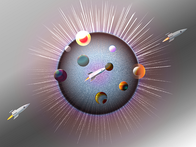 Space V.s 4 all vector design illustration illustrator 2015 moon numerique planets