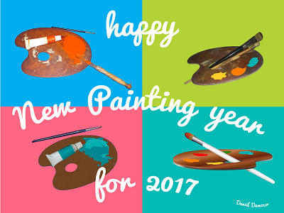Happy New Painting Year 2017 artistic design greetings illustration wishes year