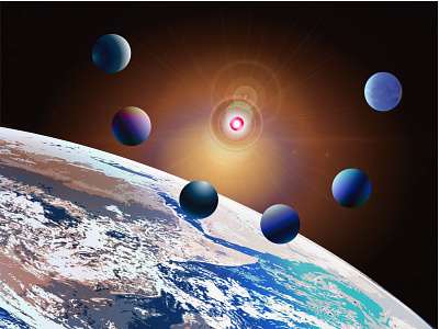 7 Exoplanets Discovery all vector design illustration illustrator 2015 logo numerique planets