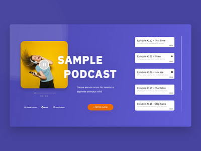 Sample Podcast Website adobe xd concept podcast