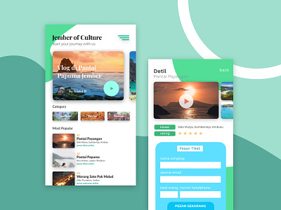 Simple UI Mobile App Design - Jember of Culture design flat mobile app design mobile ui mockup tourism typography ui vector web website