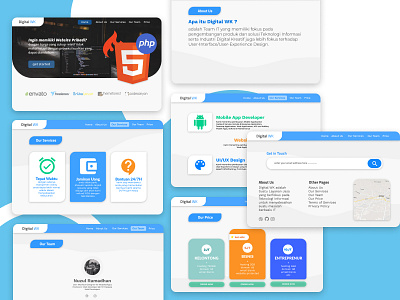 Landing Page Modern - Digital WK with Company Profile design flat mobile app design mockup typography ui ux vector web website