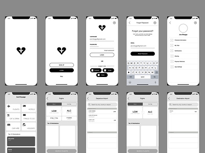 Bon Voyage - Travel App Wireframes