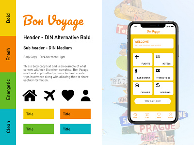 Bon Voyage - Travel App Style Tile app app design design style tile ui ux