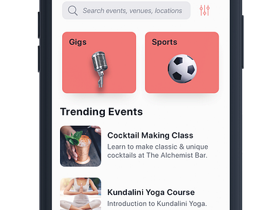 Vente - Events App app app design design ui ux