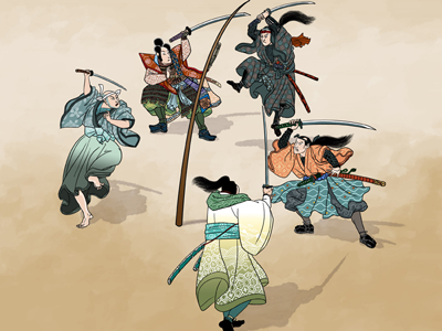 Samurai 2d art design fighting hair illustration men samurai storyboard swords