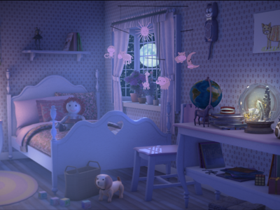 Snowglobe 3d animation bed bedroom bumbleville children kids maya night room rumble city snowglobe