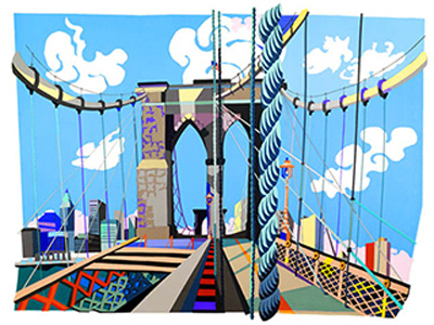 Brooklyn Bridge art bridge brooklyn city clouds cut illustration nyc paper