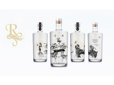 Rhapsody Gin Label bottle branding clean drink gin graphic design label minimalism minimalistic