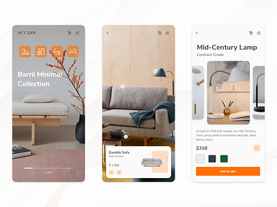 Furniture - online shop ios app screens app branding design minimal ui ux